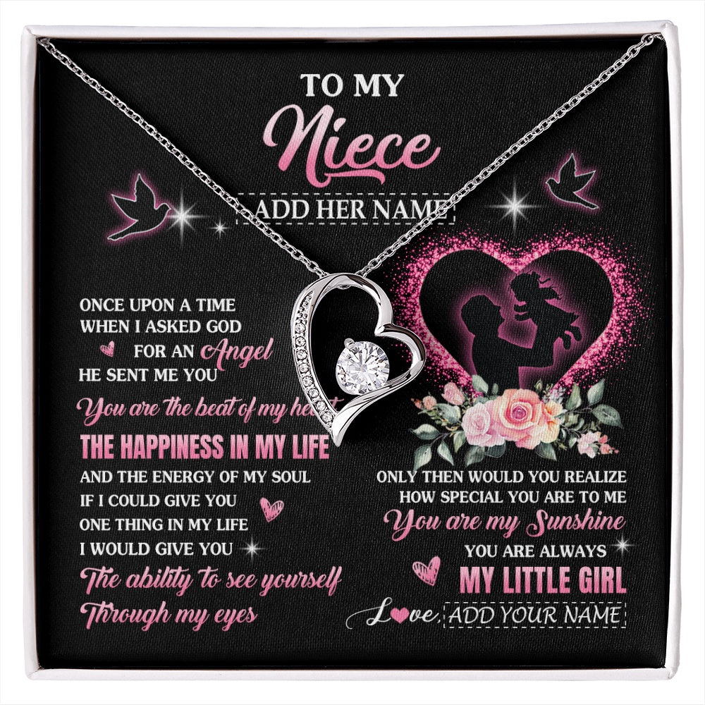 Forever Love Necklace 14K White Gold Finish | 1 | Personalized To My Niece From Uncle Necklace Once Upon A Time Birthday Graduation Gifts For Niece Gifts Christmas Customized Gift Box Message Card | siriusteestore.myshopify