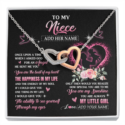 Interlocking Hearts Necklace Stainless Steel & Rose Gold Finish | 1 | Personalized To My Niece From Uncle Necklace Once Upon A Time Birthday Graduation Gifts For Niece Gifts Christmas Customized Gift Box Message Card | siriusteestore.myshopify