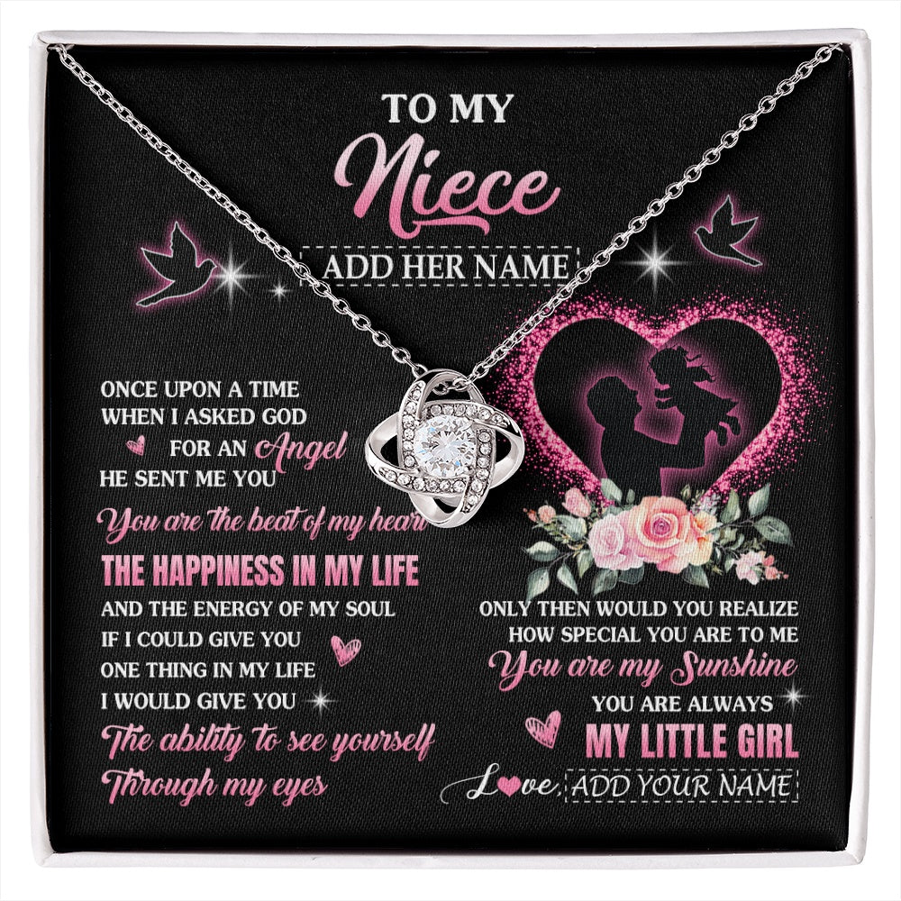 Love Knot Necklace 14K White Gold Finish | 1 | Personalized To My Niece From Uncle Necklace Once Upon A Time Birthday Graduation Gifts For Niece Gifts Christmas Customized Gift Box Message Card | siriusteestore.myshopify