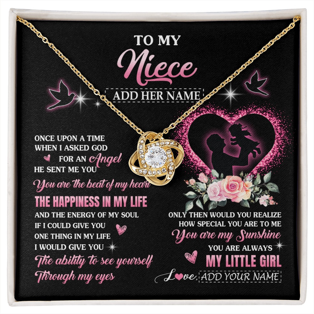 Love Knot Necklace 18K Yellow Gold Finish | 1 | Personalized To My Niece From Uncle Necklace Once Upon A Time Birthday Graduation Gifts For Niece Gifts Christmas Customized Gift Box Message Card | siriusteestore.myshopify