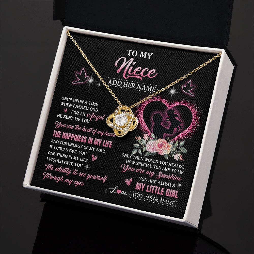 Love Knot Necklace 18K Yellow Gold Finish | 2 | Personalized To My Niece From Uncle Necklace Once Upon A Time Birthday Graduation Gifts For Niece Gifts Christmas Customized Gift Box Message Card | siriusteestore.myshopify