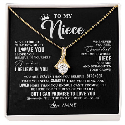 Alluring Beauty Necklace 18K Yellow Gold Finish | 1 | Personalized To My Niece Gifs From Aunt Necklace How Much I Love You Niece Birthday Gifts Jewelry Graduation Christmas Customized Gift Box Message Card | siriusteestore