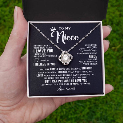 Love Knot Necklace 14K White Gold Finish | 2 | Personalized To My Niece Gifs From Aunt Necklace How Much I Love You Niece Birthday Gifts Jewelry Graduation Christmas Customized Gift Box Message Card | siriusteestore