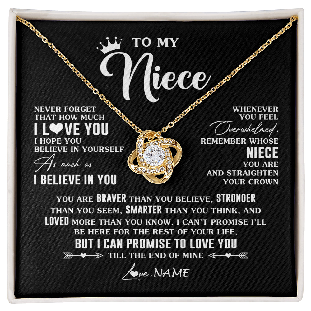 Love Knot Necklace 18K Yellow Gold Finish | 1 | Personalized To My Niece Gifs From Aunt Necklace How Much I Love You Niece Birthday Gifts Jewelry Graduation Christmas Customized Gift Box Message Card | siriusteestore