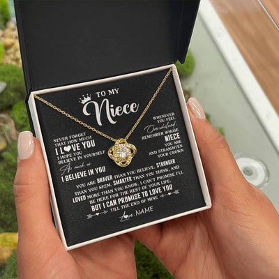 Love Knot Necklace 18K Yellow Gold Finish | 2 | Personalized To My Niece Gifs From Aunt Necklace How Much I Love You Niece Birthday Gifts Jewelry Graduation Christmas Customized Gift Box Message Card | siriusteestore