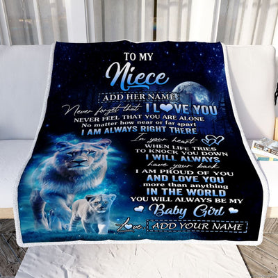Personalized To My Niece Gift Blanket From Aunt Auntie Never Feel That You Are Alone Lion Niece Birthday Graduation Christmas Customized Fleece Throw Blanket | siriusteestore