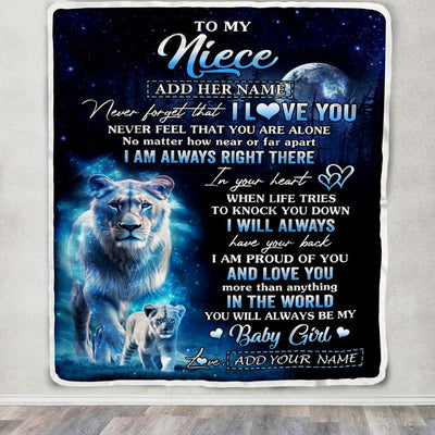 Personalized To My Niece Gift Blanket From Aunt Auntie Never Feel That You Are Alone Lion Niece Birthday Graduation Christmas Customized Fleece Throw Blanket | siriusteestore