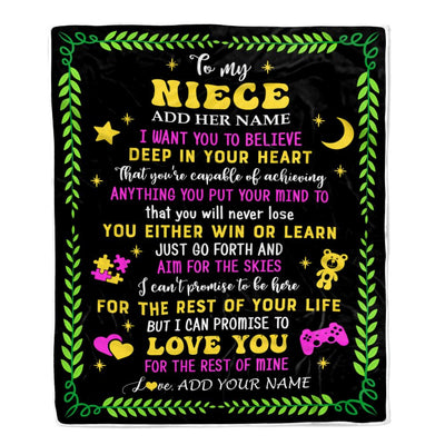 Personalized To My Niece Gift Blanket From Aunt Uncle Auntie Letter Sleep Cute Niece Birthday Idea Graduation Christmas Customized Fleece Throw Blanket | siriusteestore