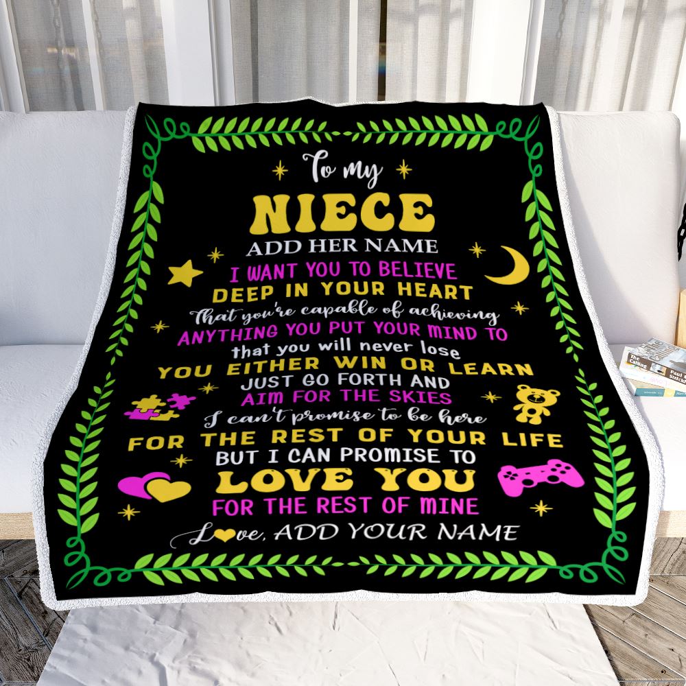 Personalized To My Niece Gift Blanket From Aunt Uncle Auntie Letter Sleep Cute Niece Birthday Idea Graduation Christmas Customized Fleece Throw Blanket | siriusteestore