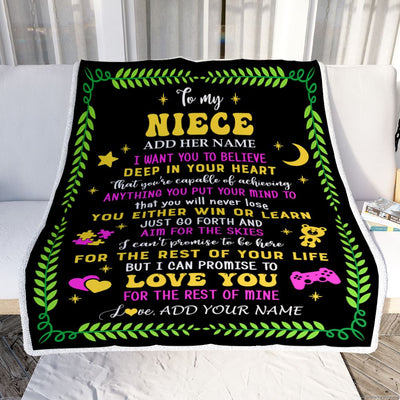 Personalized To My Niece Gift Blanket From Aunt Uncle Auntie Letter Sleep Cute Niece Birthday Idea Graduation Christmas Customized Fleece Throw Blanket | siriusteestore