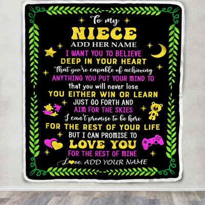Personalized To My Niece Gift Blanket From Aunt Uncle Auntie Letter Sleep Cute Niece Birthday Idea Graduation Christmas Customized Fleece Throw Blanket | siriusteestore
