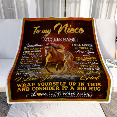 Personalized To My Niece Gift Blanket From Aunt Uncle Sometimes It's Hard Horse Niece Birthday Gifts Graduation Christmas Customized Fleece Throw Blanket | siriusteestore