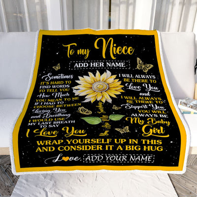Personalized To My Niece Gift Blanket From Aunt Uncle Sometimes It's Hard Sunflower Niece Birthday Gifts Graduation Christmas Customized Fleece Throw Blanket | siriusteestore