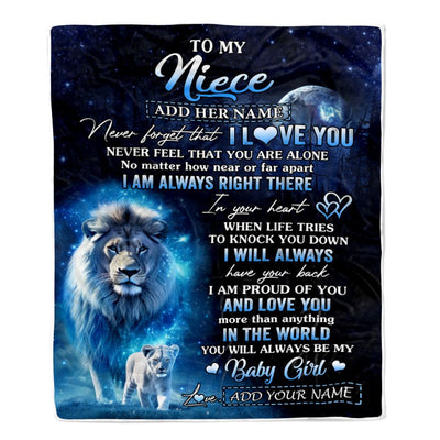 Personalized To My Niece Gift Blanket From Uncle Never Feel That You Are Alone Lion Niece Birthday Graduation Christmas Customized Fleece Throw Blanket | siriusteestore