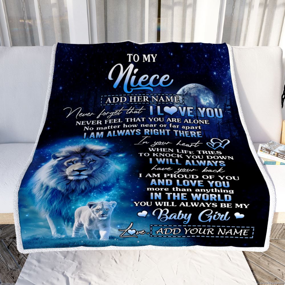 Personalized To My Niece Gift Blanket From Uncle Never Feel That You Are Alone Lion Niece Birthday Graduation Christmas Customized Fleece Throw Blanket | siriusteestore