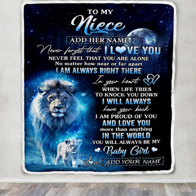 Personalized To My Niece Gift Blanket From Uncle Never Feel That You Are Alone Lion Niece Birthday Graduation Christmas Customized Fleece Throw Blanket | siriusteestore