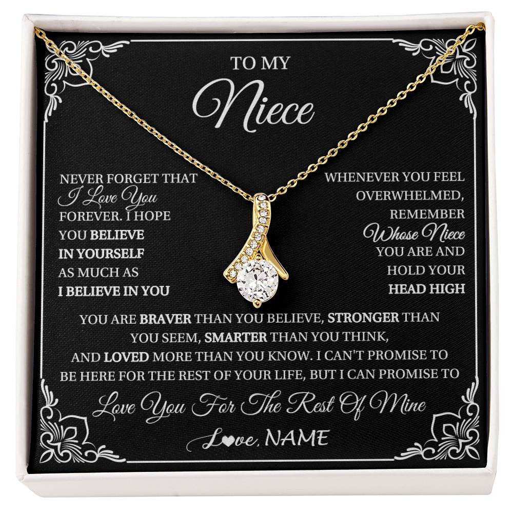 Alluring Beauty Necklace 18K Yellow Gold Finish | 1 | Personalized To My Niece Gift From Aunt Uncle Necklace I Love You Believe In You Niece Birthday Gifts Graduation Christmas Customized Gift Box Message Card | siriusteestore
