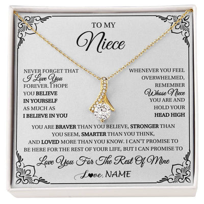 Alluring Beauty Necklace 18K Yellow Gold Finish | 1 | Personalized To My Niece Gift Necklace From Aunt Uncle I Love You Believe In You Niece Birthday Gifts Graduation Christmas Customized Gift Box Message Card | siriusteestore