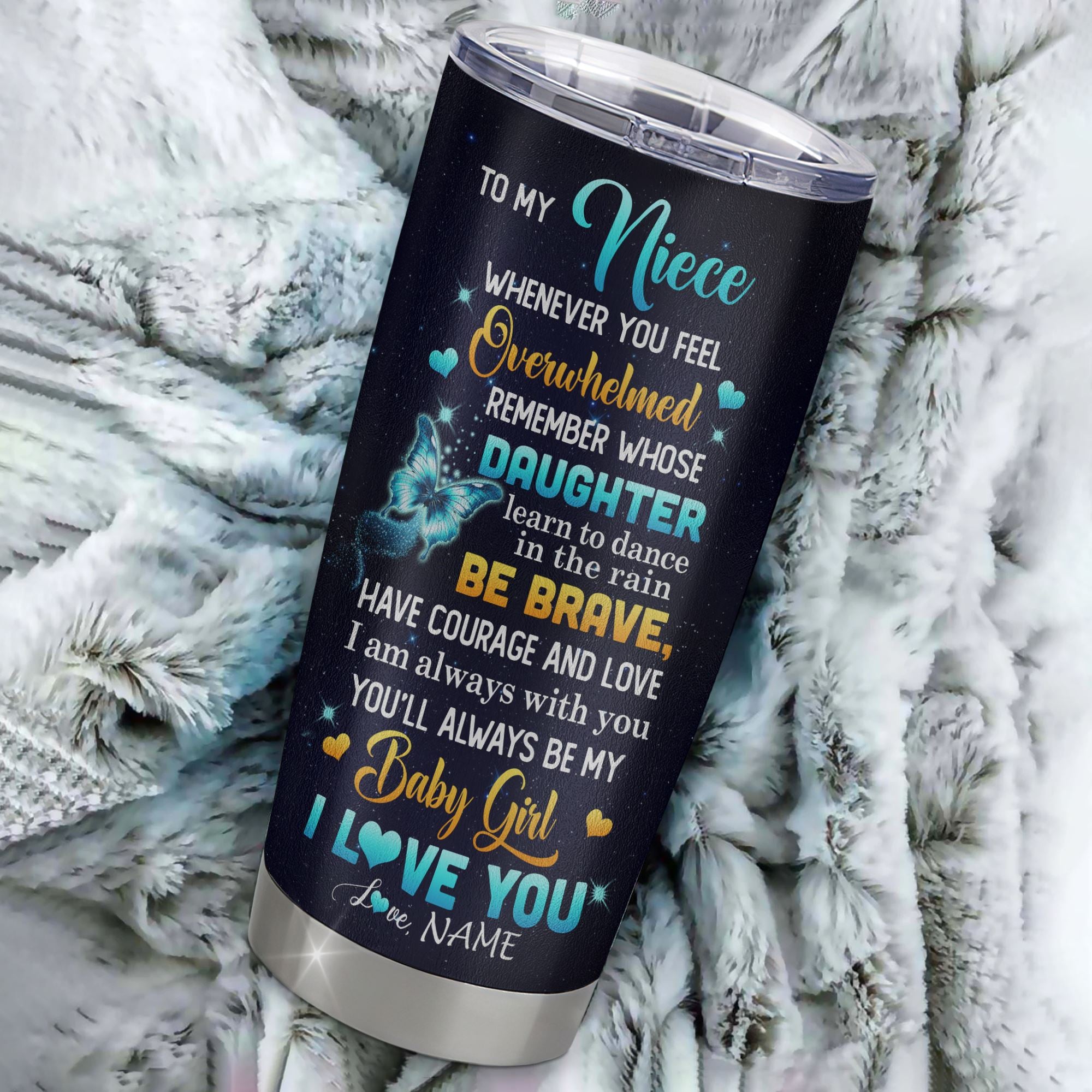 Personalized To My Niece Gift Tumbler From Aunt Auntie Uncle Stainless Steel Cup Sunflower My Baby Girl Niece Birthday Graduation Christmas Custom Travel Mug | siriusteestore