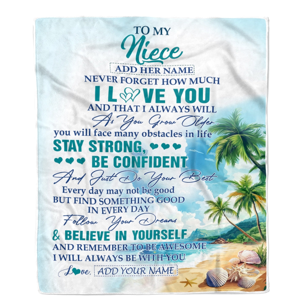 Personalized To My Niece Gifts Blanket Beach I Love You Forever From Aunt Auntie Uncle Niece Birthday Gifts Christmas Graduation Customized Fleece Blanket | siriusteestore