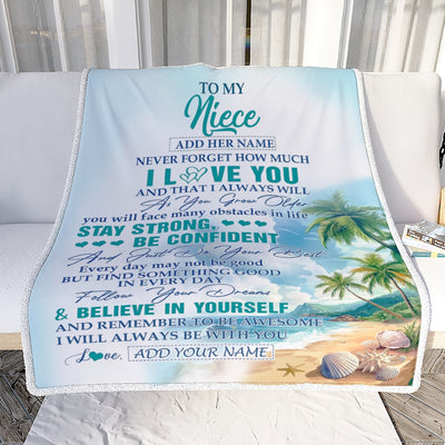 Personalized To My Niece Gifts Blanket Beach I Love You Forever From Aunt Auntie Uncle Niece Birthday Gifts Christmas Graduation Customized Fleece Blanket | siriusteestore
