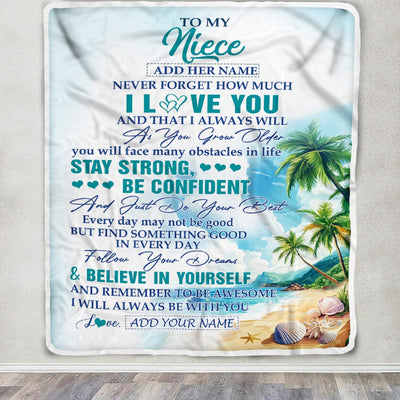 Personalized To My Niece Gifts Blanket Beach I Love You Forever From Aunt Auntie Uncle Niece Birthday Gifts Christmas Graduation Customized Fleece Blanket | siriusteestore