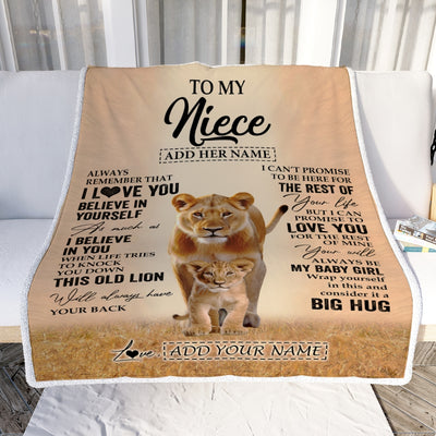 Personalized To My Niece Gifts Blanket From Aunt Auntie Always Remember Lion Gifts For Niece Birthday Graduation Christmas Customized Fleece Throw Blanket | siriusteestore