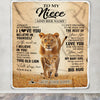 Personalized To My Niece Gifts Blanket From Aunt Auntie Always Remember Lion Gifts For Niece Birthday Graduation Christmas Customized Fleece Throw Blanket | siriusteestore