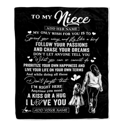 Personalized To My Niece Gifts Blanket From Aunt Auntie My Only Wish For You Niece Birthday Gifts Graduation Christmas Customized Fleece Throw Blanket | siriusteestore