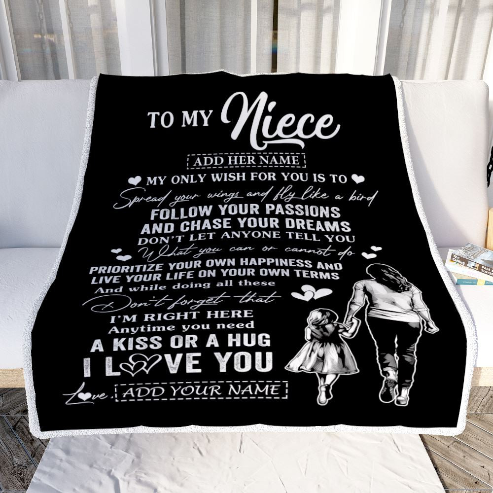 Personalized To My Niece Gifts Blanket From Aunt Auntie My Only Wish For You Niece Birthday Gifts Graduation Christmas Customized Fleece Throw Blanket | siriusteestore