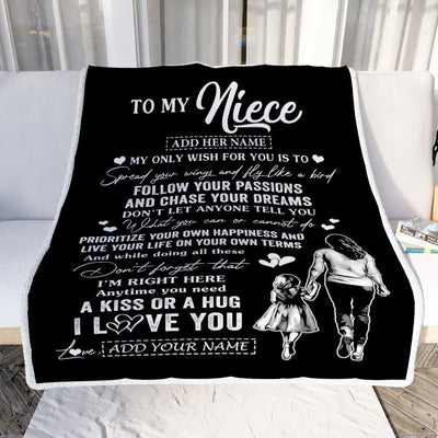 Personalized To My Niece Gifts Blanket From Aunt Auntie My Only Wish For You Niece Birthday Gifts Graduation Christmas Customized Fleece Throw Blanket | siriusteestore