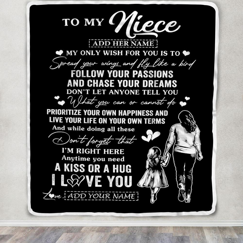 Personalized To My Niece Gifts Blanket From Aunt Auntie My Only Wish For You Niece Birthday Gifts Graduation Christmas Customized Fleece Throw Blanket | siriusteestore