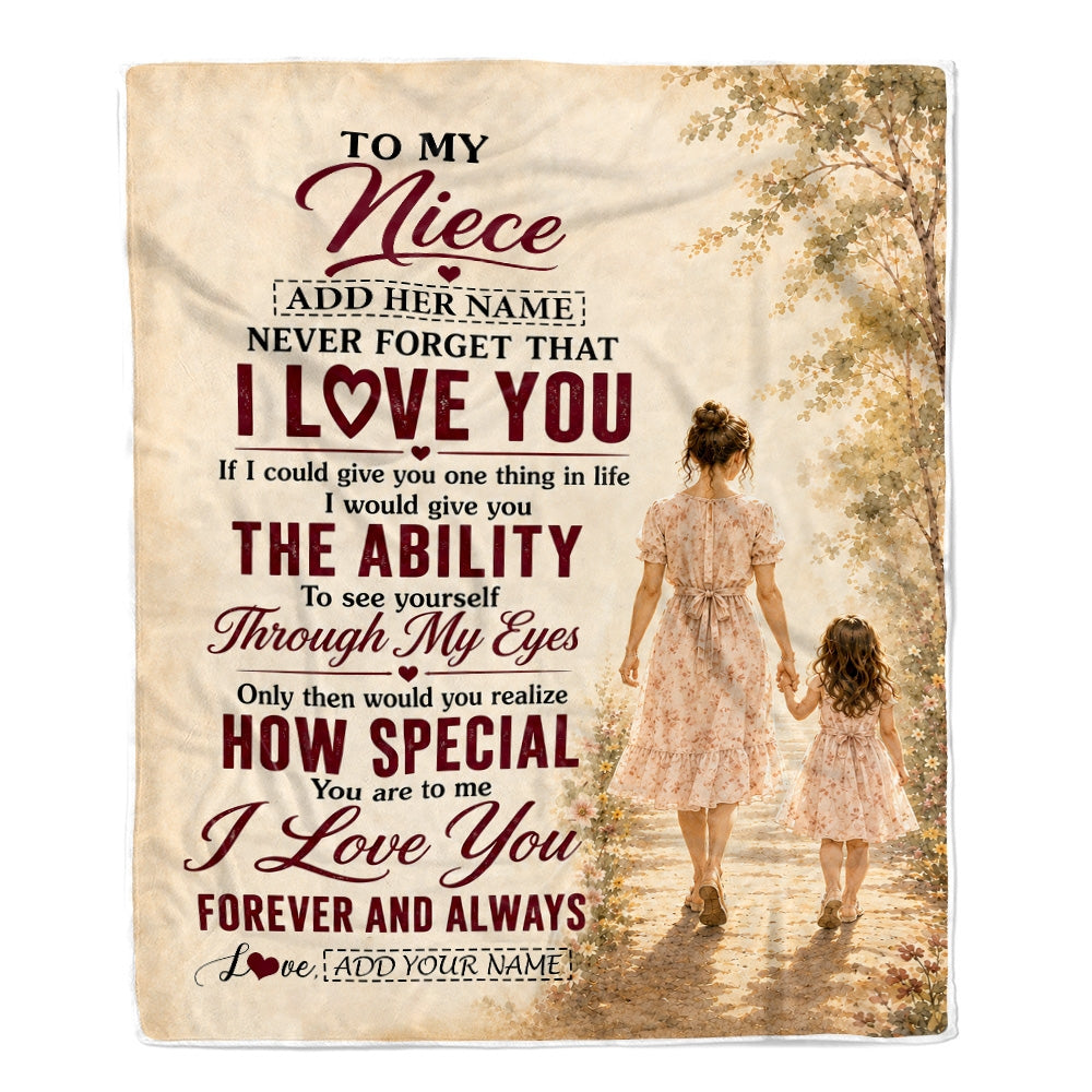 Personalized To My Niece Gifts Blanket From Aunt Auntie Niece Holding Hands Letter Birthday Gift Graduation Christmas Customized Bed Fleece Throw Blanket | siriusteestore