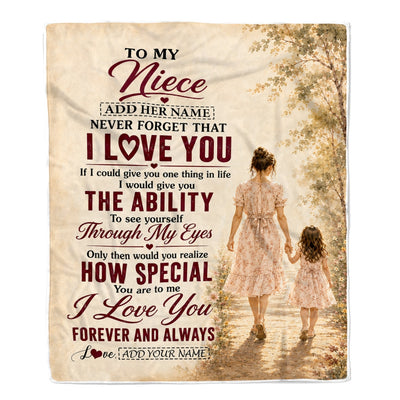 Personalized To My Niece Gifts Blanket From Aunt Auntie Niece Holding Hands Letter Birthday Gift Graduation Christmas Customized Bed Fleece Throw Blanket | siriusteestore