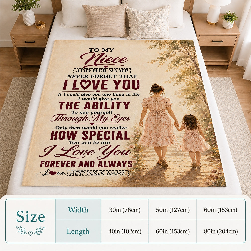 Personalized To My Niece Gifts Blanket From Aunt Auntie Niece Holding Hands Letter Birthday Gift Graduation Christmas Customized Bed Fleece Throw Blanket | siriusteestore