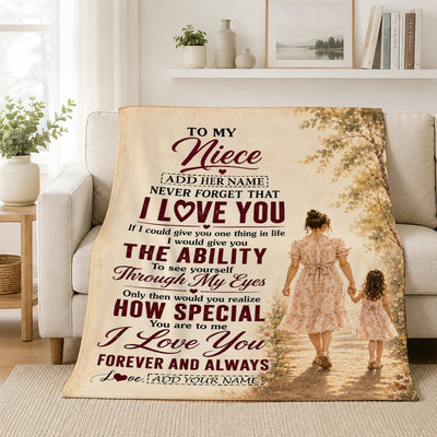 Personalized To My Niece Gifts Blanket From Aunt Auntie Niece Holding Hands Letter Birthday Gift Graduation Christmas Customized Bed Fleece Throw Blanket | siriusteestore