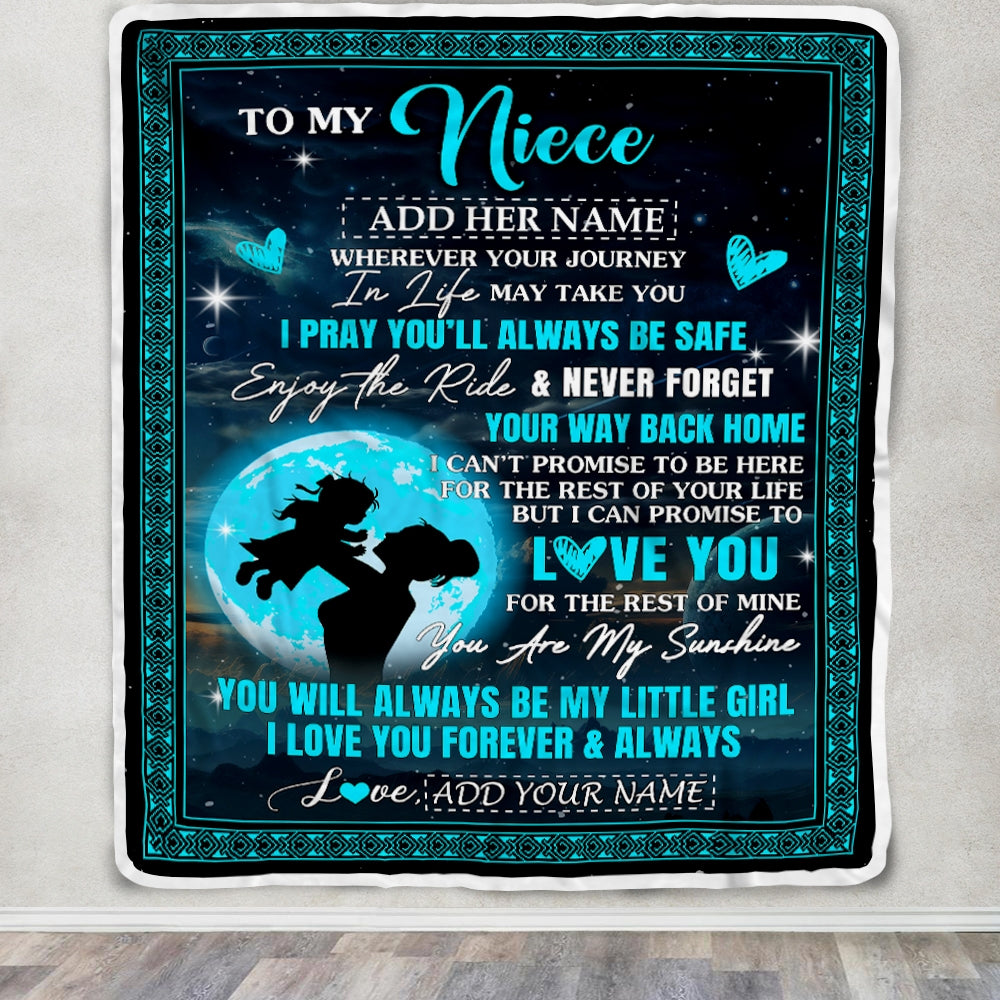 Personalized To My Niece Gifts Blanket From Aunt Auntie Promise To Love You Gifts For Niece Birthday Graduation Christmas Custom Fleece Throw Blanket | siriusteestore