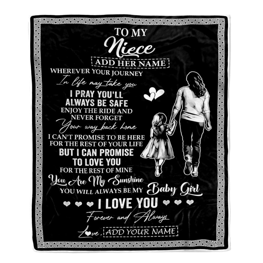 Personalized To My Niece Gifts Blanket From Aunt Auntie Wherever Your Journey In Life Aunt Niece Birthday Gifts Christmas Customized Fleece Throw Blanket | siriusteestore