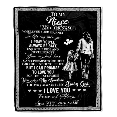 Personalized To My Niece Gifts Blanket From Aunt Auntie Wherever Your Journey In Life Aunt Niece Birthday Gifts Christmas Customized Fleece Throw Blanket | siriusteestore