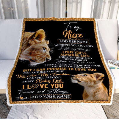 Personalized To My Niece Gifts Blanket From Aunt Auntie Wherever Your Journey In Life Lion Niece Birthday Gifts Christmas Customized Fleece Blanket | siriusteestore