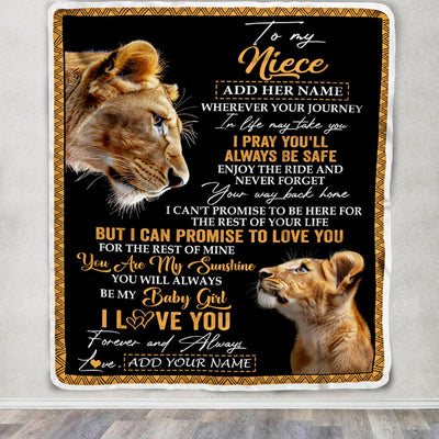 Personalized To My Niece Gifts Blanket From Aunt Auntie Wherever Your Journey In Life Lion Niece Birthday Gifts Christmas Customized Fleece Blanket | siriusteestore