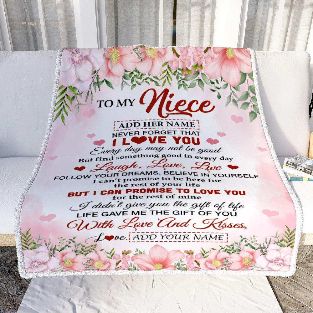 Personalized To My Niece Gifts Blanket From Aunt Uncle Auntie Floral I Love You Birthday Gifts For Niece Graduation Christmas Customized Fleece Throw Blanket | siriusteestore