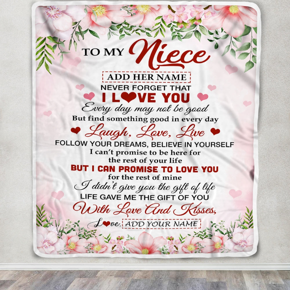 Personalized To My Niece Gifts Blanket From Aunt Uncle Auntie Floral I Love You Birthday Gifts For Niece Graduation Christmas Customized Fleece Throw Blanket | siriusteestore