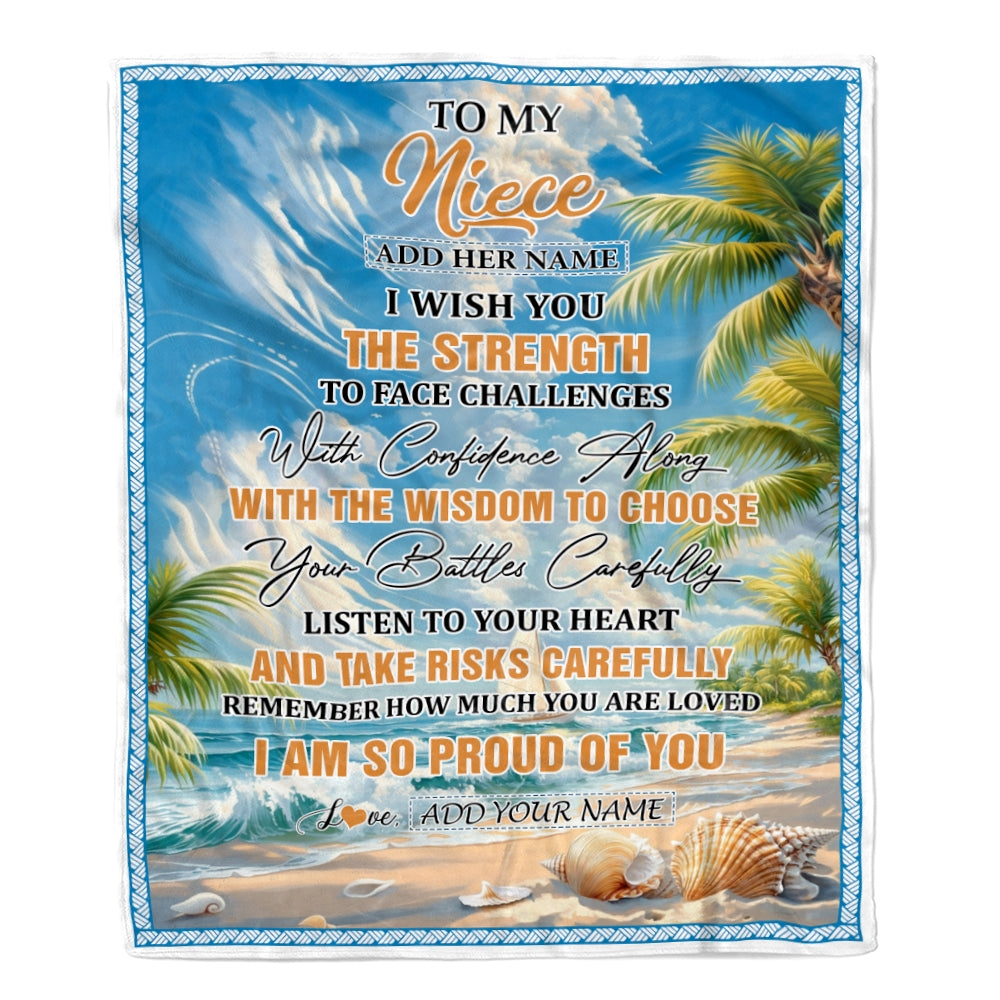 Personalized To My Niece Gifts Blanket From Aunt Uncle Auntie I Wish You The Strength Beach Niece Birthday Gifts Christmas Graduation Custom Fleece Blanket | siriusteestore