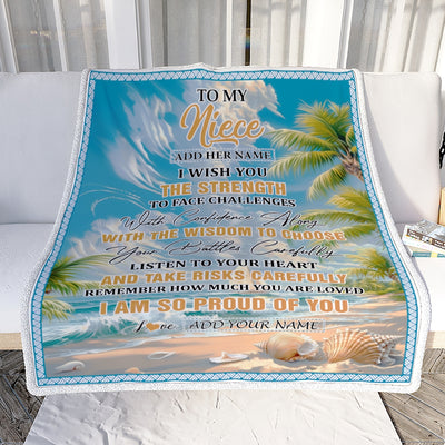 Personalized To My Niece Gifts Blanket From Aunt Uncle Auntie I Wish You The Strength Beach Niece Birthday Gifts Christmas Graduation Custom Fleece Blanket | siriusteestore