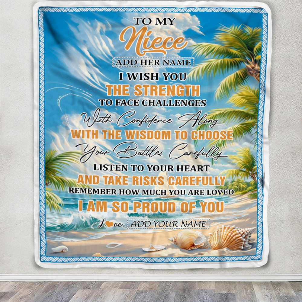 Personalized To My Niece Gifts Blanket From Aunt Uncle Auntie I Wish You The Strength Beach Niece Birthday Gifts Christmas Graduation Custom Fleece Blanket | siriusteestore