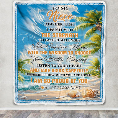 Personalized To My Niece Gifts Blanket From Aunt Uncle Auntie I Wish You The Strength Beach Niece Birthday Gifts Christmas Graduation Custom Fleece Blanket | siriusteestore