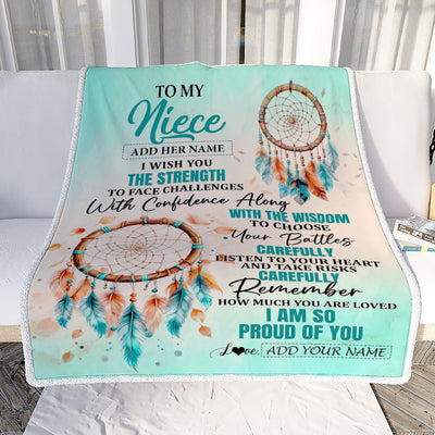 Personalized To My Niece Gifts Blanket From Aunt Uncle Auntie I Wish You The Strength Dream Catcher Niece Birthday Gifts Christmas Custom Fleece Throw Blanket | siriusteestore