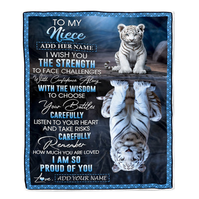Personalized To My Niece Gifts Blanket From Aunt Uncle Auntie I Wish You The Strength White Tier Niece Birthday Gifts Christmas Custom Fleece Throw Blanket | siriusteestore