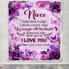 Personalized To My Niece Gifts Blanket From Aunt Uncle Auntie Purple Floral Birthday Gifts For Niece Graduation Christmas Custom Fleece Throw Blanket | siriusteestore